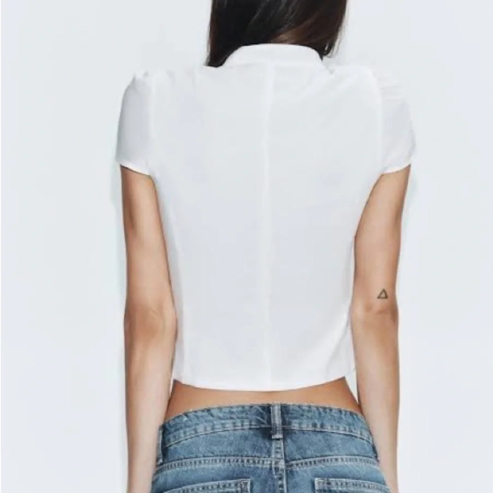Zara White Cutout Tie-Front Blouse NWT